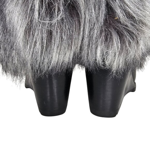 SOREL "Park City" Waterproof Black Leather Faux Fur Wedge Boots | US 8.5 | $300 - Picture 7 of 9